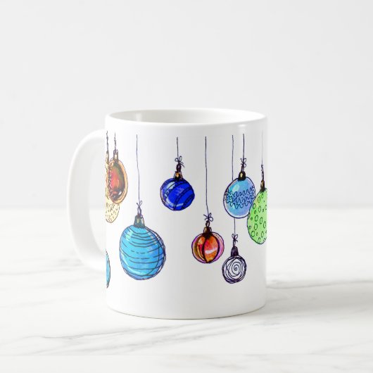 Mug Boules multicolores de Noël (Devant gauche)