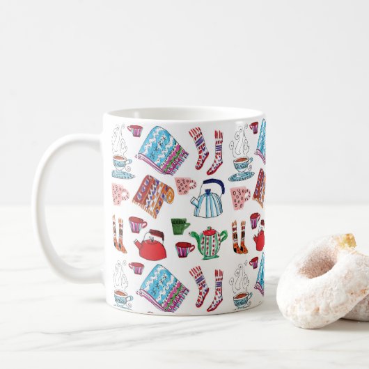 Mug Boulettes de thé à la main Retro Hygge (Avec donut)
