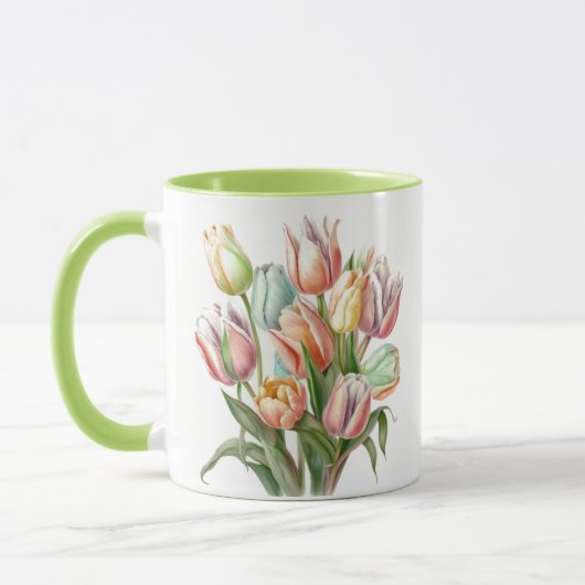 Mug Bouquet Aquarelle Pastel Tulip (Gauche)