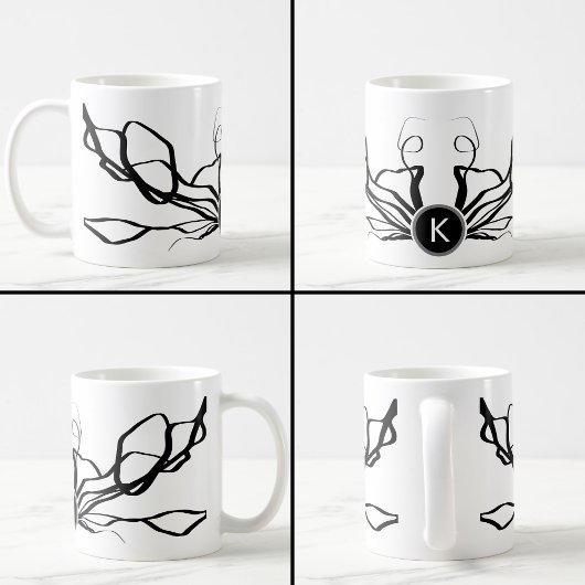 Mug Bouquet Blanc : Abstrait blanc & noir