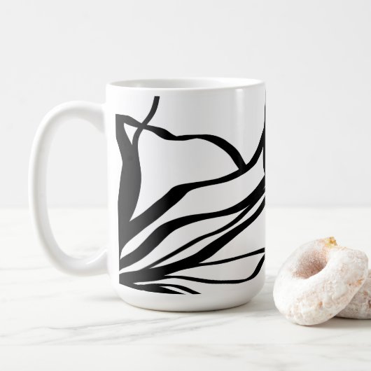 Mug Bouquet Blanc : Abstrait blanc & noir (Avec donut)