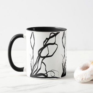 Mug Bouquet Blanc : Abstrait blanc & noir