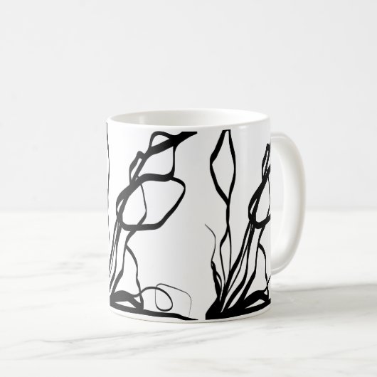 Mug Bouquet Blanc : Abstrait blanc & noir (Devant droit)
