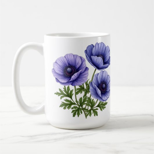 Mug Bouquet d'anémones violettes (Gauche)