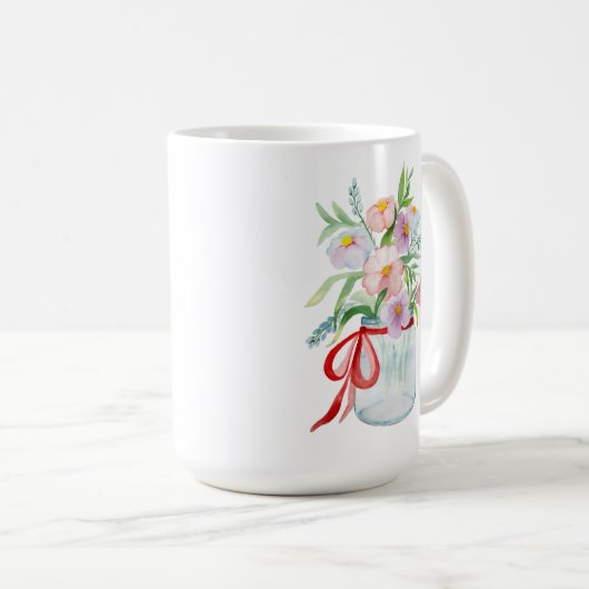 Mug Bouquet d'aquarelle de fleurs dans un vase avec un (Devant droit)