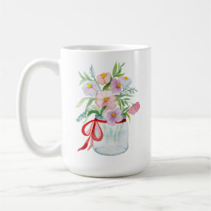Mug Bouquet d'aquarelle de fleurs dans un vase avec un