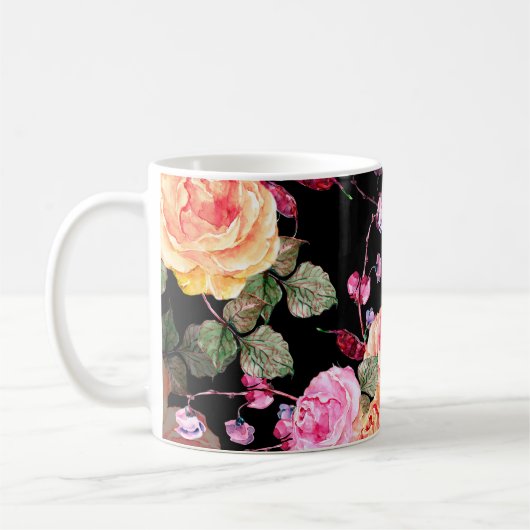 Mug Bouquet d'aquarelle fleurs avec haricot (Gauche)