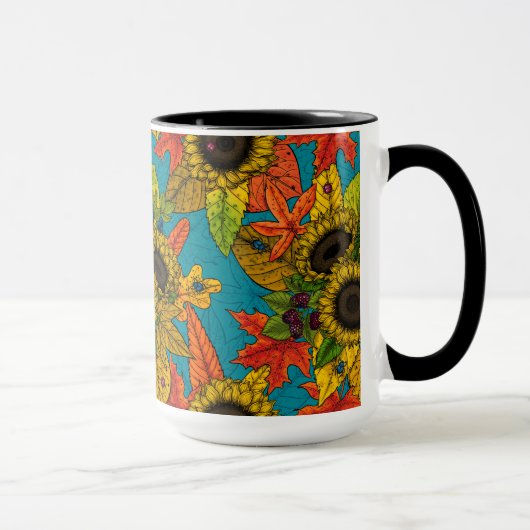 Mug Bouquet d'automne en bleu (Droite)