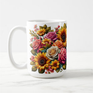 Mug Bouquet de café - Bouquet floral, Rose, tournesols