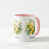 Mug Bouquet de citrons avec fleurs blanches (Devant droit)