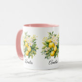 Mug Bouquet de citrons avec fleurs blanches (Devant gauche)