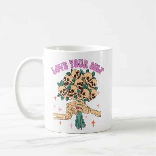 Mug Bouquet de crâne Vous aimez Valentine Retro Rose (Gauche)