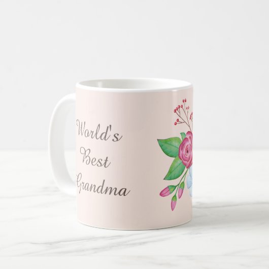 Mug Bouquet de fleur d'aquarelle de la meilleure (Devant gauche)