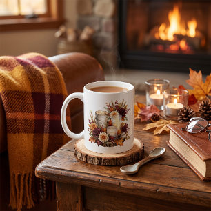 Mug Bouquet de fleurs automnales rustique avec bougie