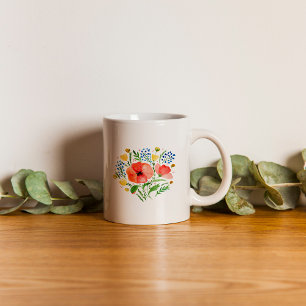Mug Bouquet de fleurs aux pavots - rouge