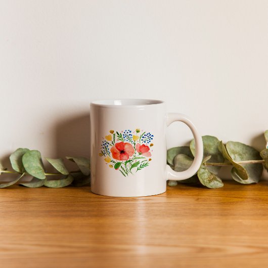 Mug Bouquet de fleurs aux pavots - rouge