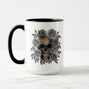 MUG BOUQUET DE FLEURS CRÂNE NOIR ET BLANC