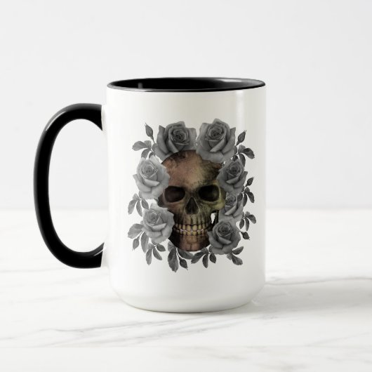 MUG BOUQUET DE FLEURS CRÂNE NOIR ET BLANC (Gauche)