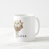 Mug Bouquet de fleurs d'amour de roses blanches (Devant droit)
