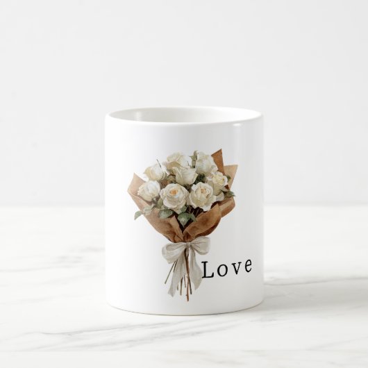 Mug Bouquet de fleurs d'amour de roses blanches (Centre)