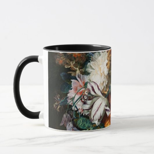 MUG BOUQUET DE FLEURS DANS UNE URNE EN NOIR (Gauche)