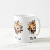 Mug Bouquet de fleurs gris-jaune orange (Devant droit)