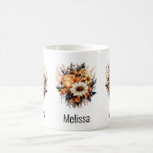 Mug Bouquet de fleurs gris-jaune orange (Centre)