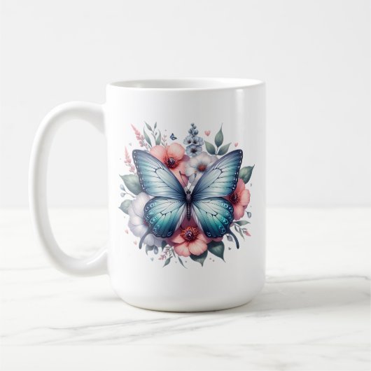 Mug Bouquet de fleurs papillon vibrant Art-96283 (Gauche)