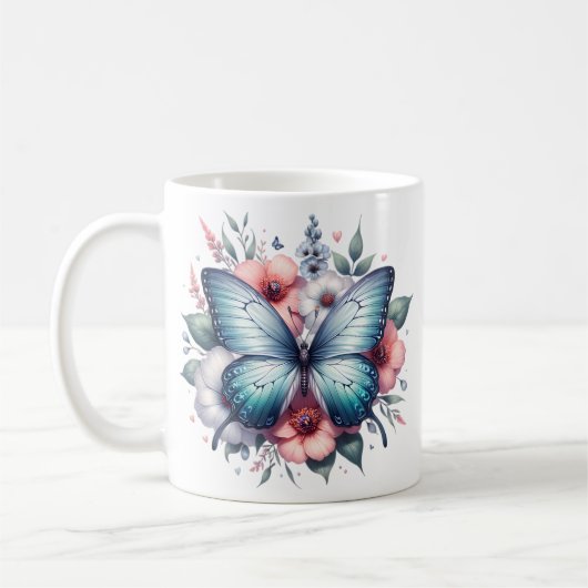 Mug Bouquet de fleurs papillon vibrant Art-96283 (Gauche)