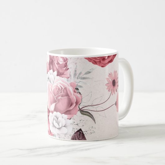 Mug Bouquet de fleurs roses (Devant droit)