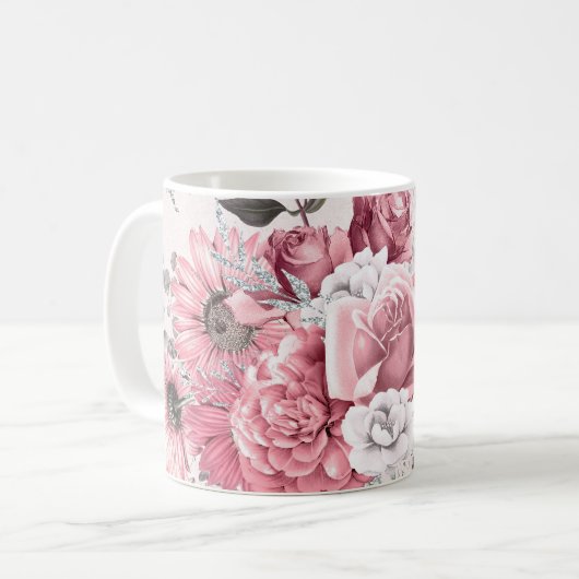 Mug Bouquet de fleurs roses (Devant gauche)