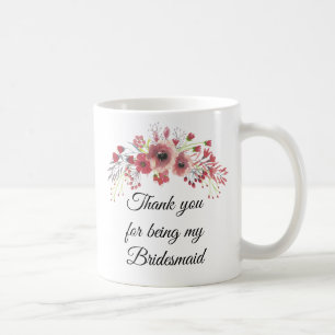 Mug Bouquet de fleurs roses de l'aquarelle de Bridesma