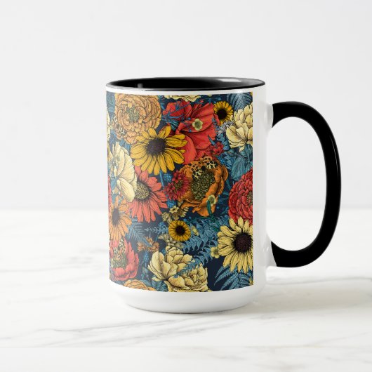 Mug Bouquet de fleurs - roses, pivoines, marguerites e (Droite)