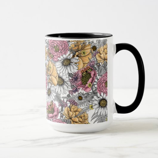 Mug Bouquet de fleurs - roses, pivoines, marguerites e (Droite)