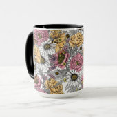 Mug Bouquet de fleurs - roses, pivoines, marguerites e (Devant gauche)