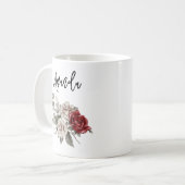 Mug Bouquet de fleurs rouge gris et crème Boho (Devant gauche)