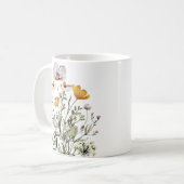 Mug Bouquet de fleurs sauvages séchées calligraphiées (Devant gauche)