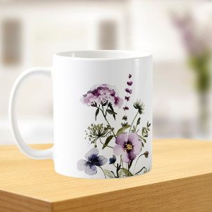 Mug Bouquet de fleurs sauvages violettes Floral aquare