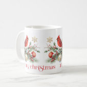 Mug Bouquet de houx de Noël Cardinal Rouge (Devant gauche)
