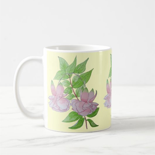 Mug bouquet de jolies fleurs fuchsia roses (Gauche)