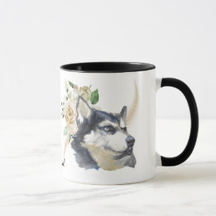 Mug Bouquet de la Rose blanche Chien de Sibérie