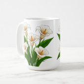 Mug Bouquet de lys calla blancs avec des feuilles vert (Devant gauche)