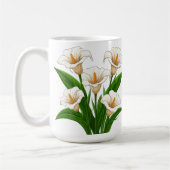 Mug Bouquet de lys calla blancs avec des feuilles vert (Gauche)