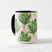 Mug Bouquet de lys de la vallée fleurs sur rose (Devant gauche)