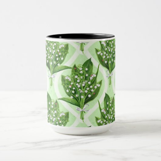 Mug Bouquet de lys de la vallée fleurs sur vert (Centre)