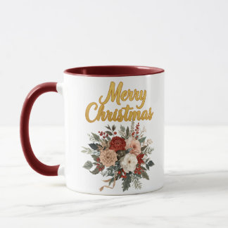 Mug Bouquet de Noël Fleur Royale Dorée