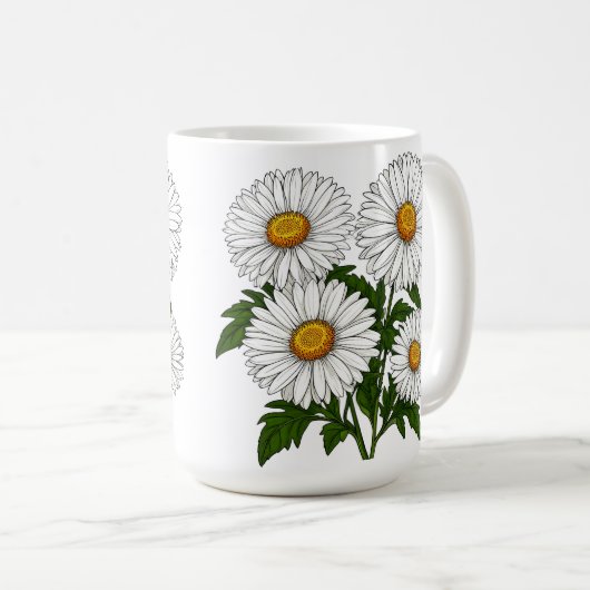 Mug Bouquet de pâquerettes blanches (Devant droit)