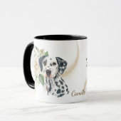 Mug Bouquet de rose blanche Chien dalmate (Devant gauche)