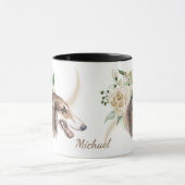 Mug Bouquet de rose blanche Chien de Borzoi (Centre)