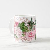 Mug Bouquet de rose et de rose verte (Devant gauche)